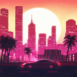 Synthwave Speedracer Strolling Retro City GIF