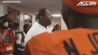 Syracuse Athletics Man In Orange Shirt Talking GIF