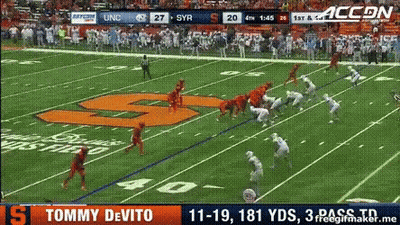 Syracuse Vs UNC Football Game On Screen GIF