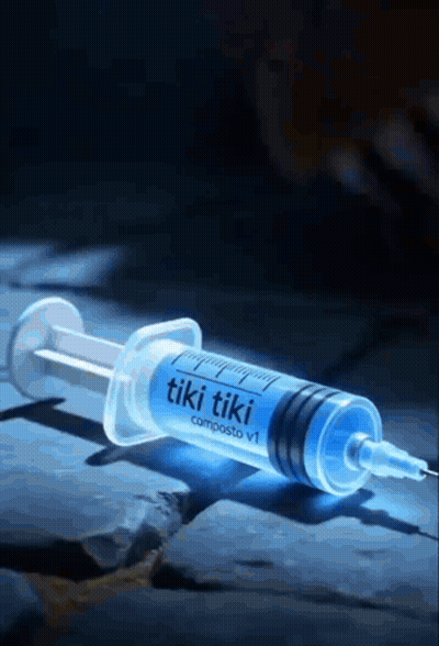 Syringe With Blue Liquid Saying Tiki Tiki GIF