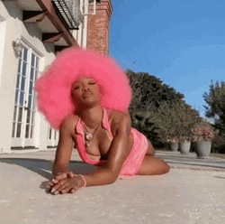 Sza Photo Shoot Pink Afro Hair GIF