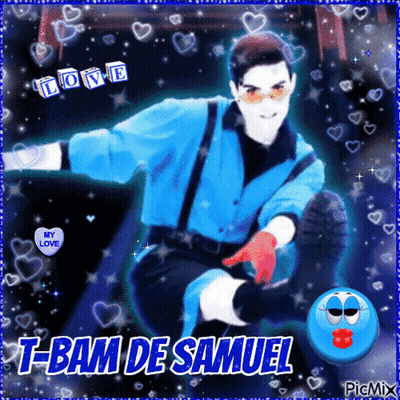 T-Bam De Samuel With Blue Smiley Face And Hearts GIF