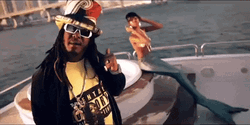 T Pain On Yacht With Mermaid GIF