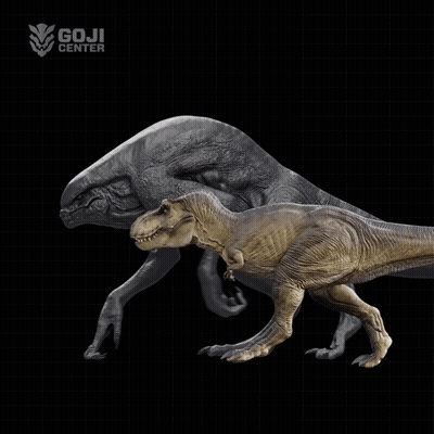 T-Rex And D-Rex Poster With Goji Center Logo GIF