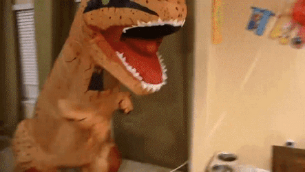 T-Rex Dinosaur Party Mascot Angry GIF
