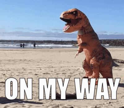 T-Rex On Beach On My Way GIF