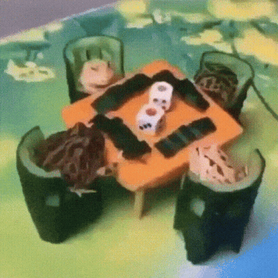 Table And Chairs Made Of Ice Cream GIF