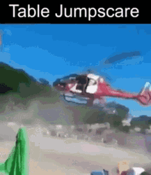 Table Flying Away Jump Scare GIF