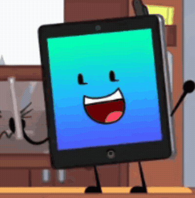 Tablet With Arms Legs And Microphone GIF