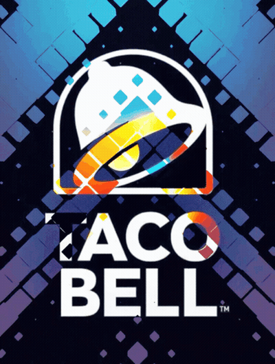 Taco Bell Logo On Blue Purple Background GIF