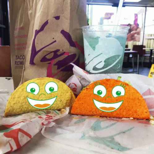 Taco Reward Bag Next To Two Tacos GIF