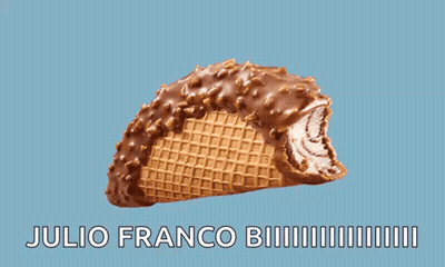 Taco With Bite Taken Out And Julio Franco Below GIF