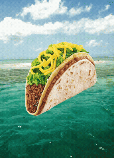 Taco With Meat Lettuce And Cheese Floating GIF