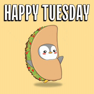 Taco With Penguin Inside Saying Happy Tuesday GIF