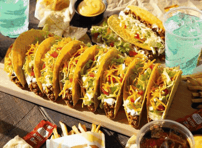 Tacos, French Fries, Taco Bell Hot Sauce Packet GIF