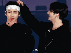 Taekook Brushing Hair With Hands GIF