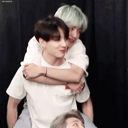 Taekook Carried On The Back GIF