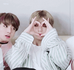 Taekook Forming Heart Shape GIF