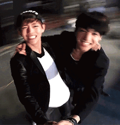 Taekook Spinning With Selfie Pod GIF
