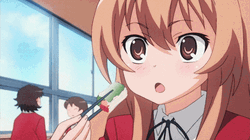 Taiga Aisaka Eating With Chopsticks GIF