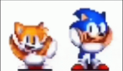 Tails And Sonic Standing Together Pixel Art GIF