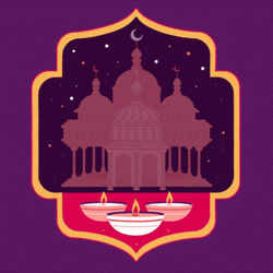 Taj Mahal Behind Happy Diwali GIF
