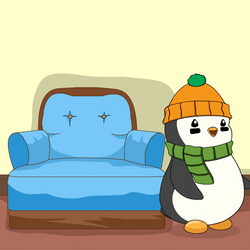 Take A Break Pudgy Penguin Jumping On Chair GIF