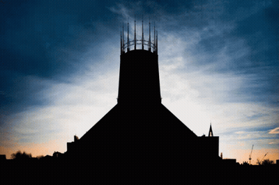 Tall Building Silhouette Blue Sky GIF