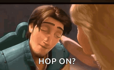 Tangled Man And Woman Hop On GIF