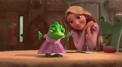 Tangled Rapunzel And Pascal In A Dress GIF