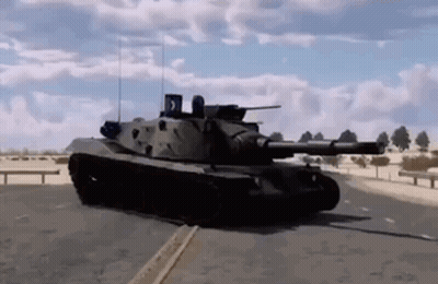 Tank Driving On Desert Road GIF