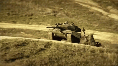 Tank Driving On Dirt Road GIF