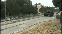 Tank Fast Driving Hitting Cars GIF