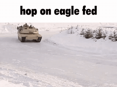 Tank In Snow Saying Hop On Eagle Fed GIF