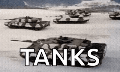 Tanks Driving Through Snow Field GIF