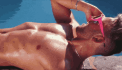 Tanning Blonde Guy With Shades GIF