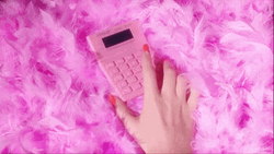 Tapping Pink Calculator On Pink Carpet GIF