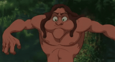 Tarzan Cartoon Character Flexing Muscles GIF