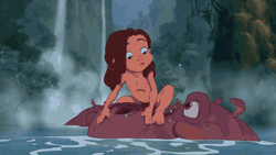 Tarzan Swimming With Hippo GIF