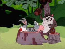Tasmanian Devil And Tied Bunny GIF