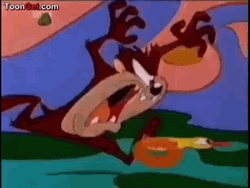 Tasmanian Devil Chasing Yellow Duck GIF