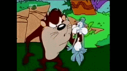 Tasmanian Devil Eating Bunny GIF