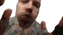 Tattooed Man Held By Hands Sticker