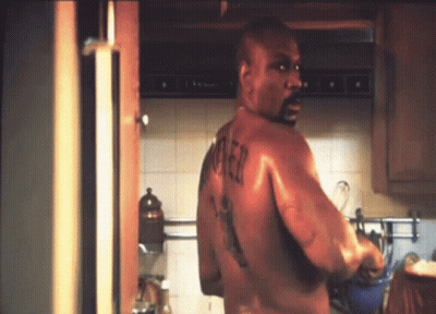 Tattooed Man Shirtless With Mother Tattoo GIF