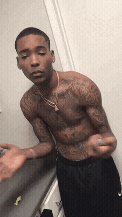 Tattooed Shirtless Man Standing GIF