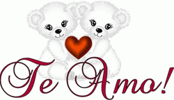 Te Amo Greeting White Bears Flashing Heart GIF