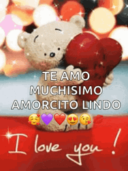 Te Amo I Love You Sparkling Bear Heart GIF