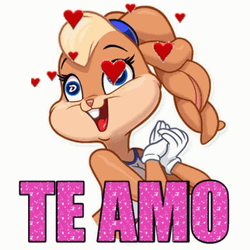 Te Amo Sparkle Lola Bunny In Love Hearts  GIF