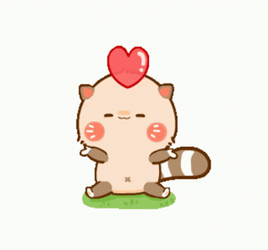 Te Quiero Charming Raccoon Cartoon Floating Hearts GIF