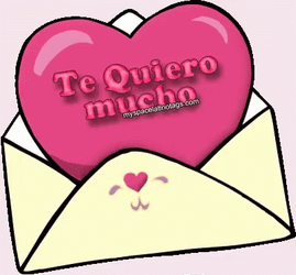 Te Quiero Flashing Pink Heart Envelope GIF